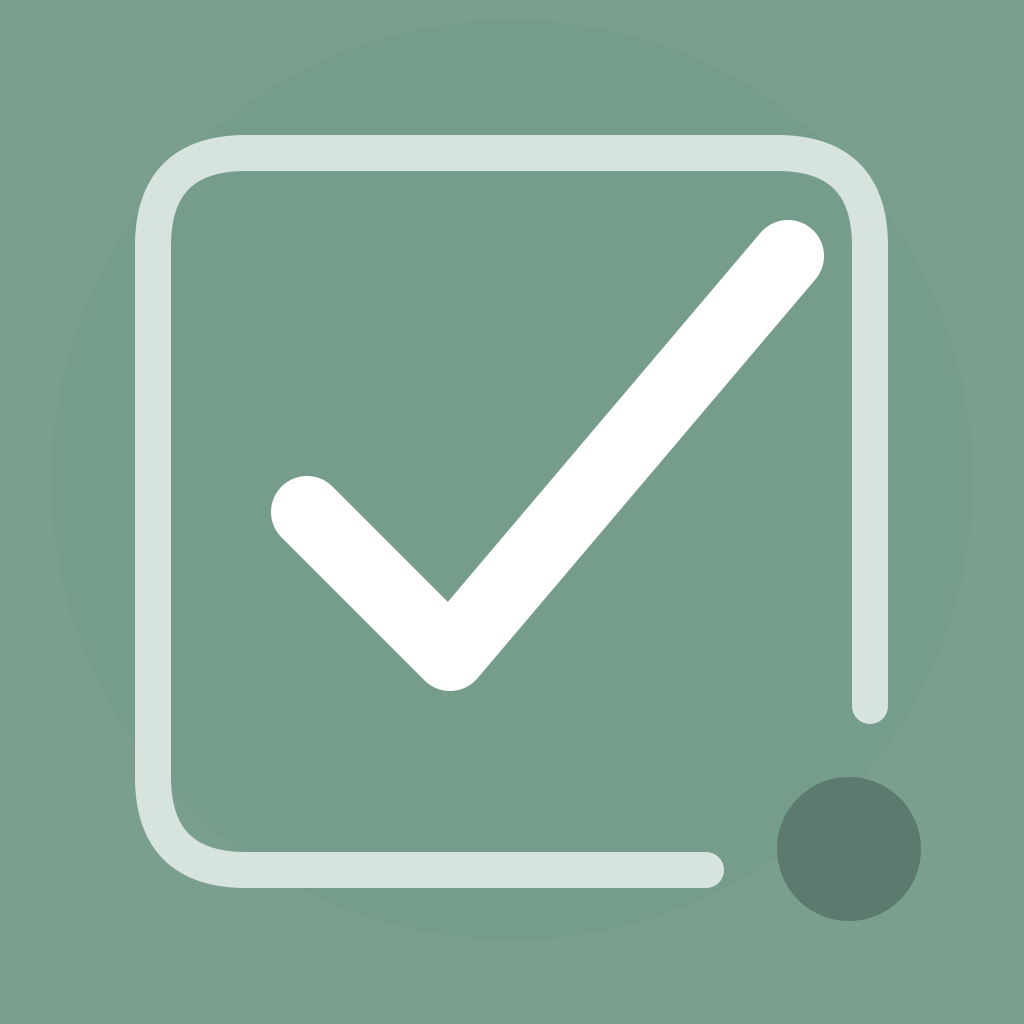 My Next: Todo app icon — a soft sage tile with a checkmark inside a rounded square.